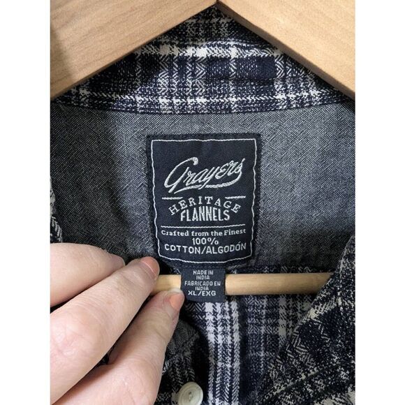 Grayers Heritage Flannels 100% Cotton Blue and White Button Down Flannel Size XL - Picture 5 of 5